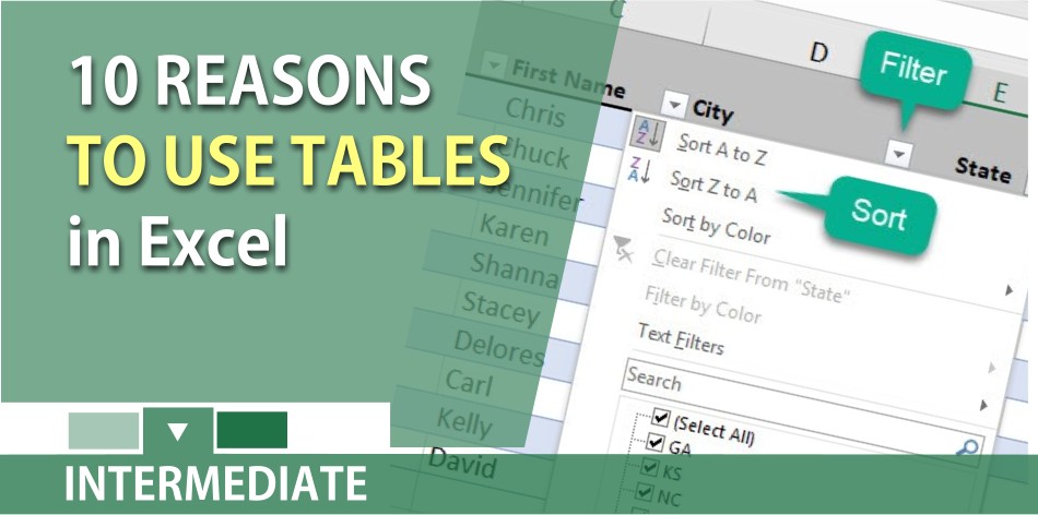 Ten reasons to use Tables in Excel