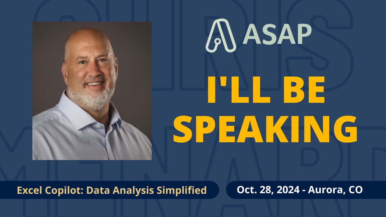 Oct 28, 2024 - I'll be Speaking at the Administrative Professionals Conference on Excel Copilot: Data Analysis Simplified