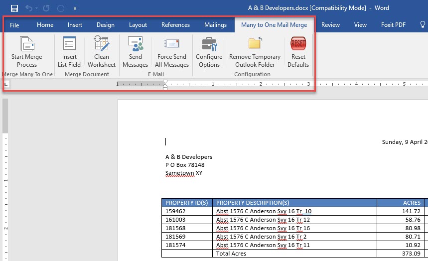 microsoft word mail merge