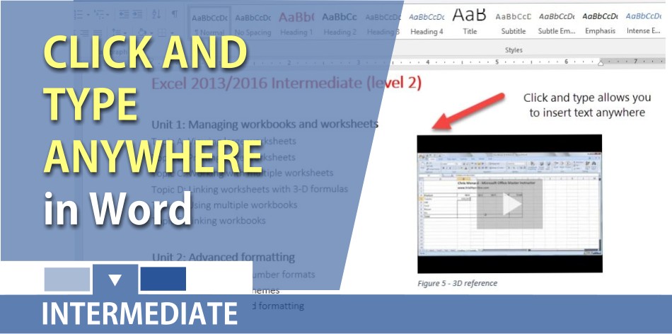 Click and type anywhere in Microsoft Word