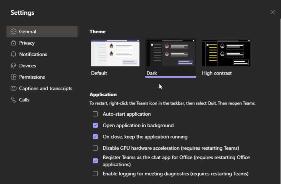 Dark mode and High contrast mode in Microsoft Teams