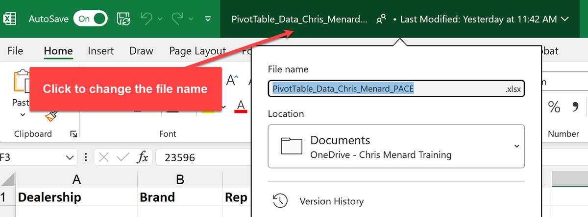 OneDrive - change a file name