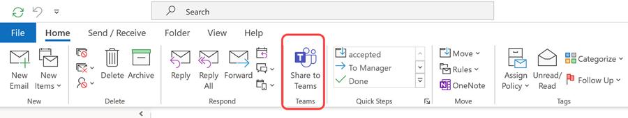 Outlook Share Emails to Teams Chat or Channel
