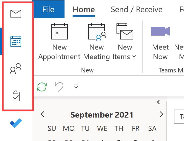 CTRL keys in Outlook to use Navigation icons