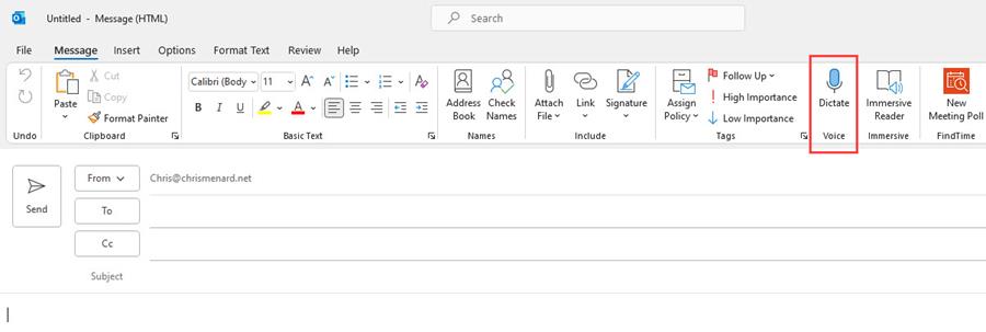 Dictate in Outlook