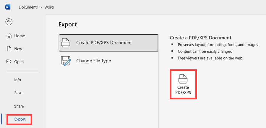 Save Word as PDF file