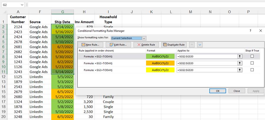 Excel Conditional Formatting Today Minus 30 Days