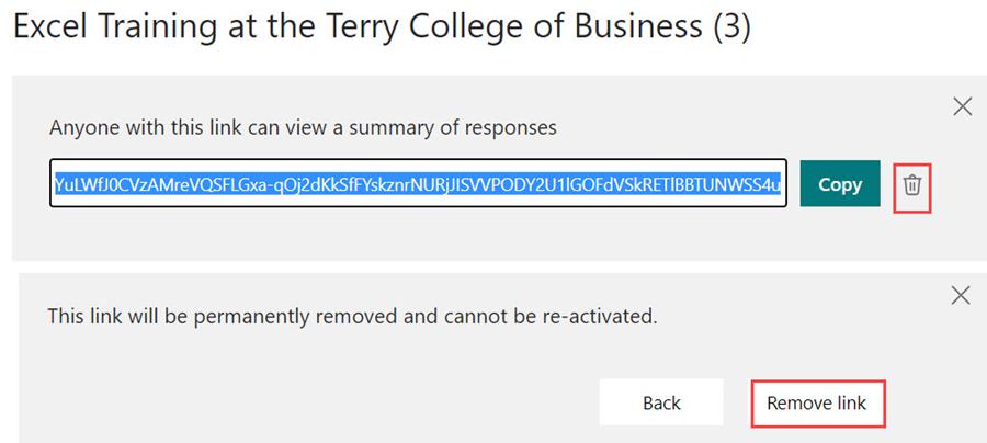 MS Forms - Remove sharing link