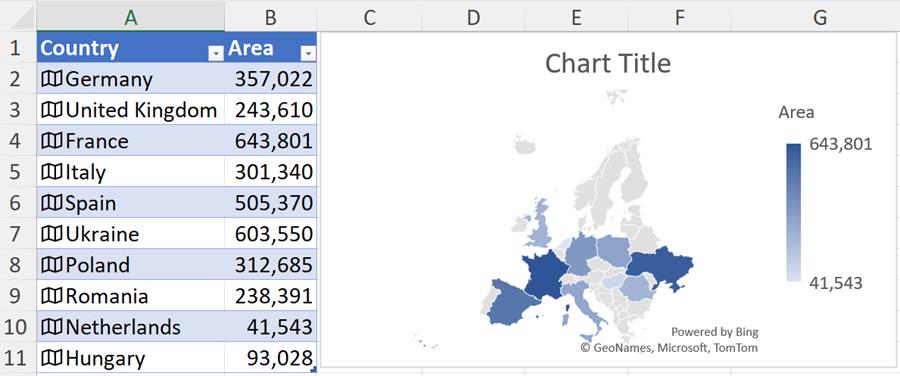 Map Charts in Excel