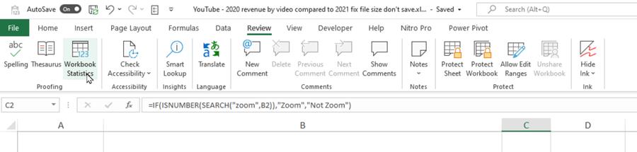 Workbook Statistics shows useful info about your Excel workbook