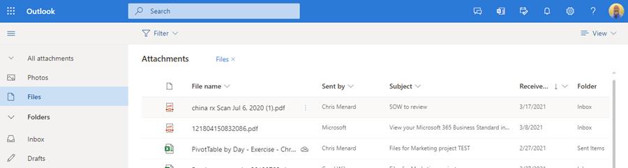 File view - Outlook on the Web