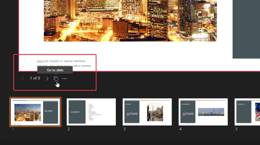 Enable Go to Slide in the presenter view