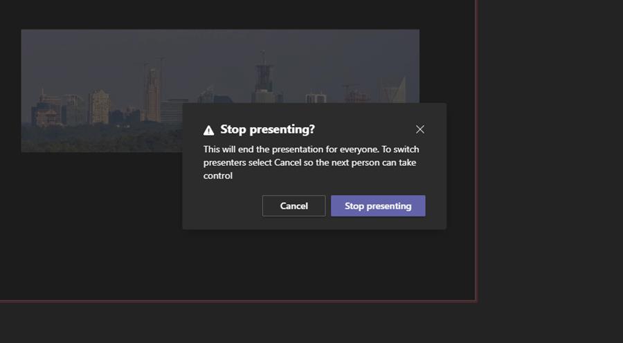 Instead of stopping presentation, you can give someone else control