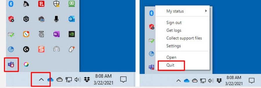 How to quit Microsoft Teams to make sure the new version runs
