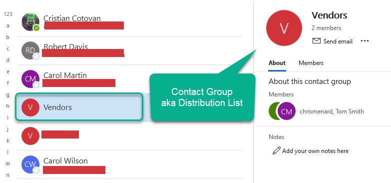 Contact Group - formerly called Distribution List in Outlook