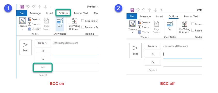 Turn on BCC in Outlook