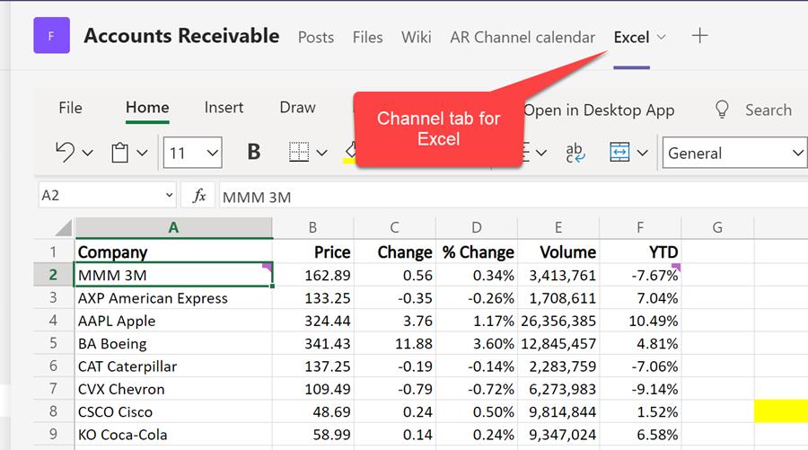 Teams Channel with Excel file as a Tab