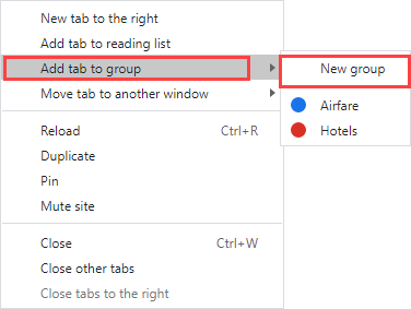 Chrome Add Tab Group