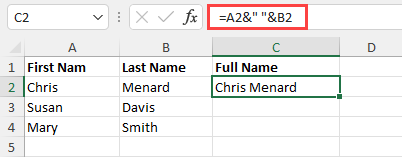 Concatenate using an ampersand in Excel