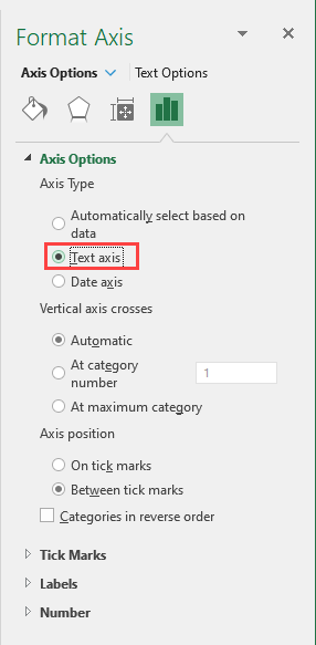 Format axis - Text Axis 