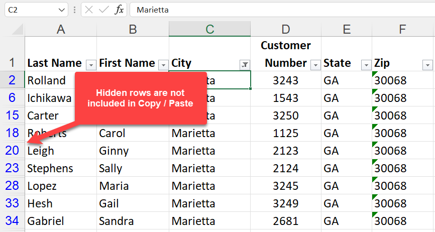 Copy - Paste Filtered data