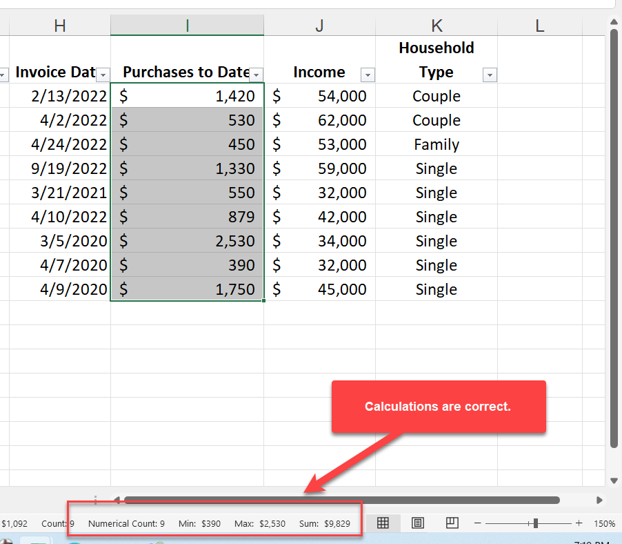 Autocalculate works with Filtered Data in Excel