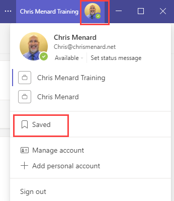 View Saved Messages in Teams