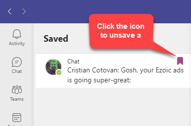 Unsave a message in Teams