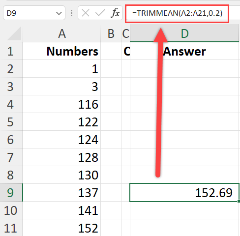 TrimMean Function in Excel