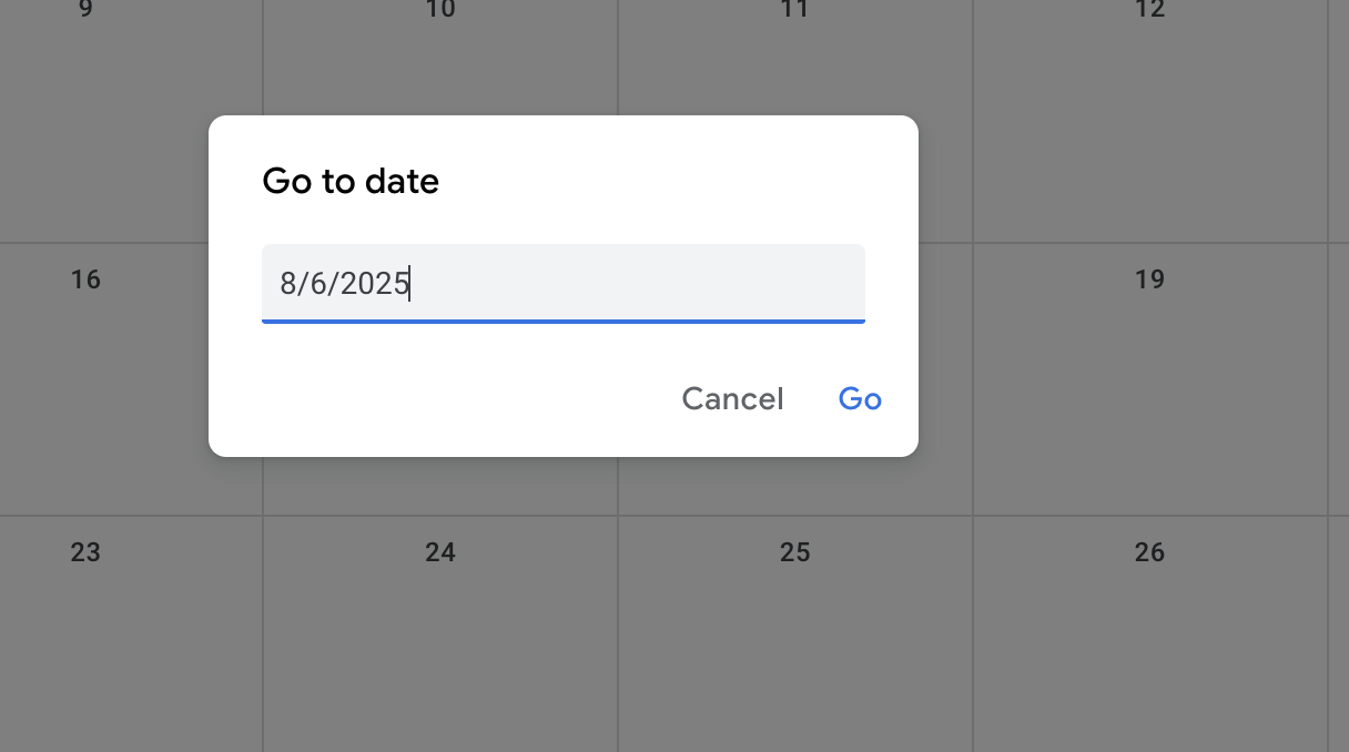 Go to date in Google Calendar