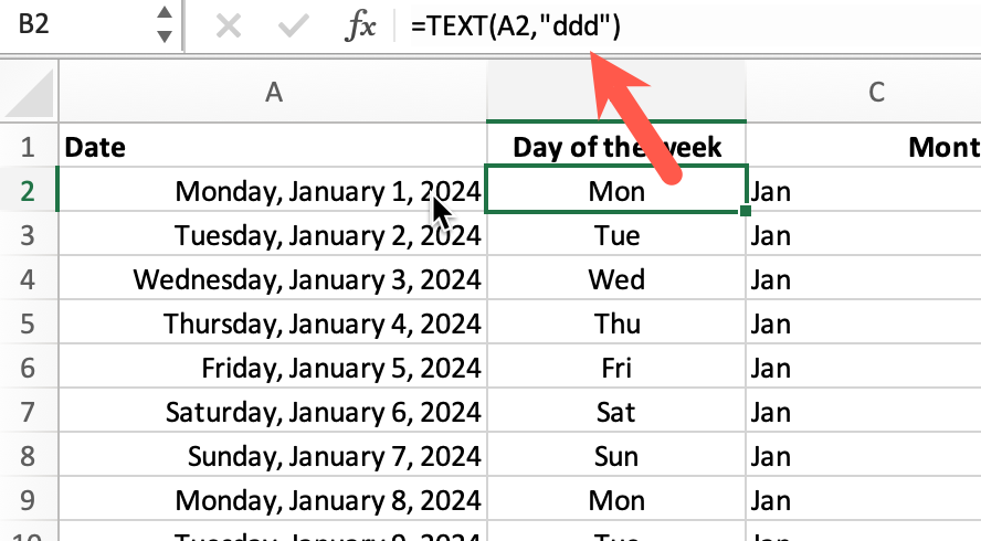 Text function in Excel