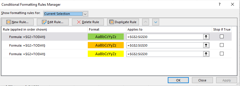 Conditional Formatting Rules