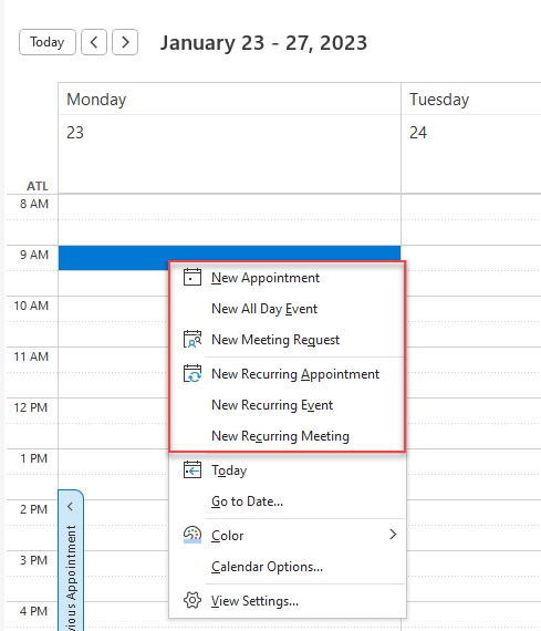 Outlook Calendar Meetings vs. Appointments