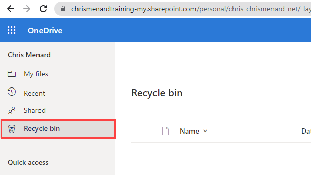 OneDrive Recycle bin