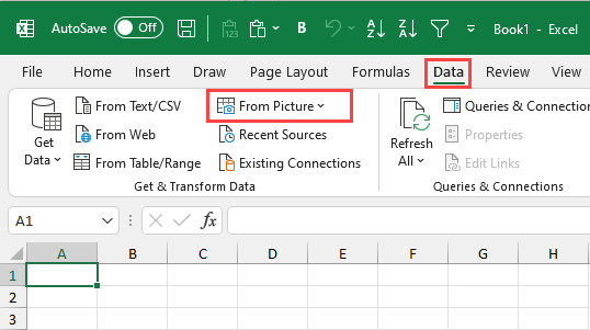 Data tab - From Picture in Excel
