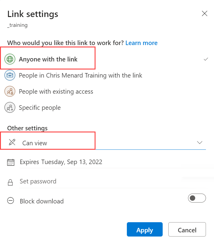 OneDrive - View only - Share folder