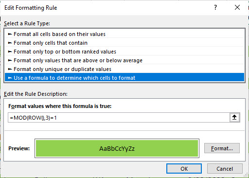 excel-highlight-every-nth-row-with-conditional-formatting-every-3rd-4th-or-5th-row-chris