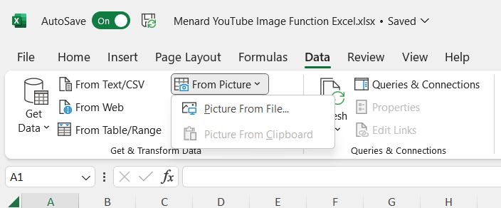 Excel - Data from Picture feature