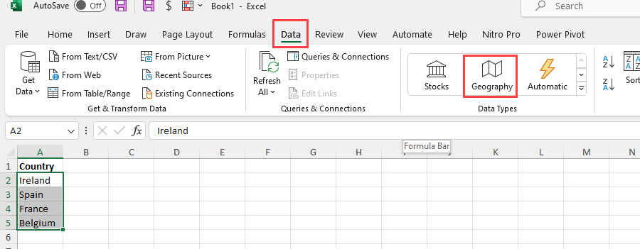 Geography Data Type in Excel