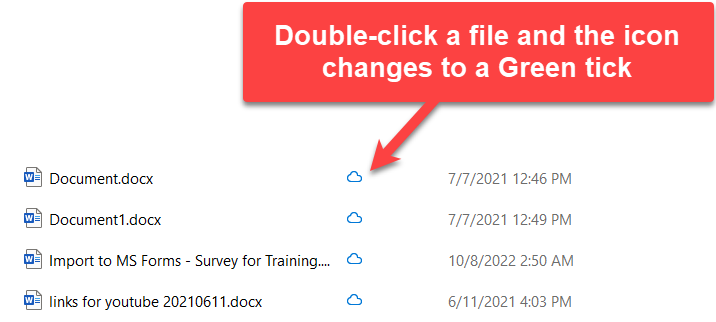 Blue icon to Green tick in OneDrive