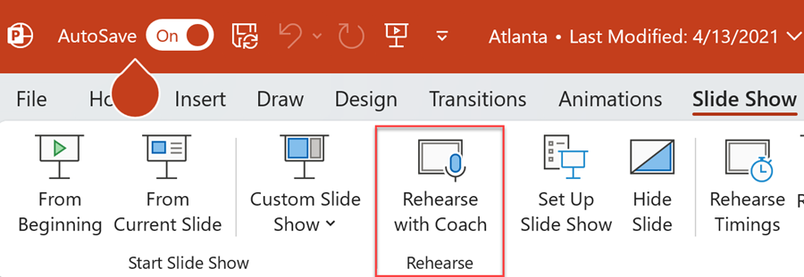 PowerPoint Rehearse with Coach