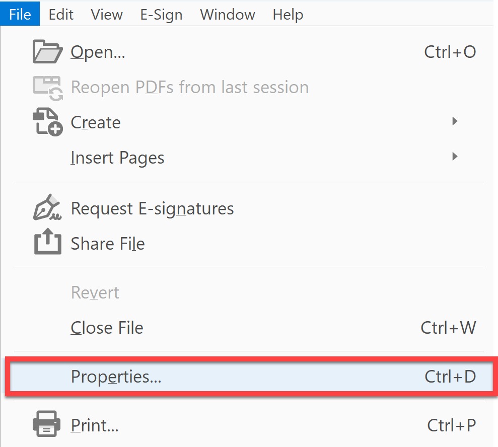 File - Properties in Adobe Acrobat