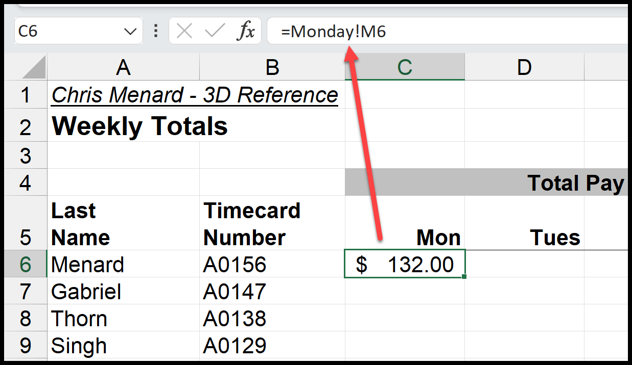 Excel 3D reference