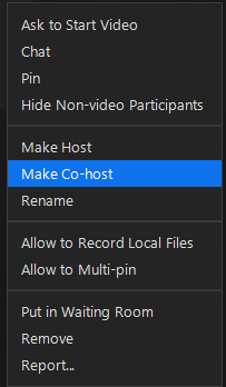 Zoom make co-host