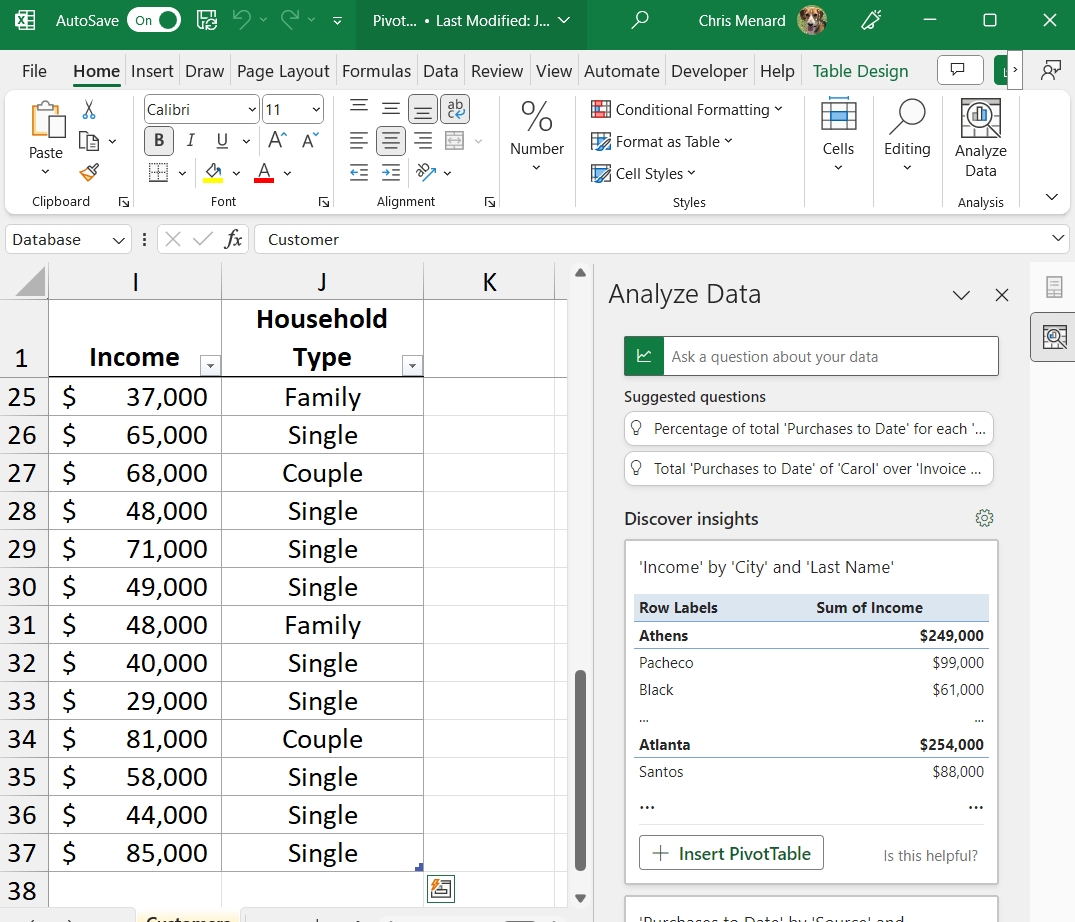 Analyze Data in Excel