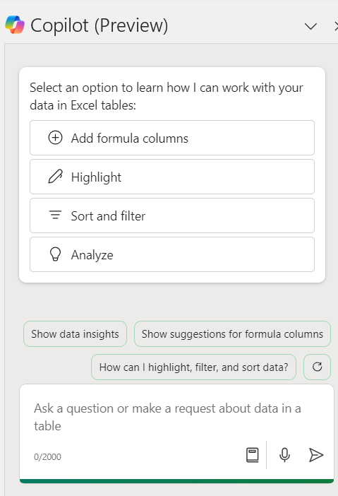 Copilot in Excel - Analyze Data