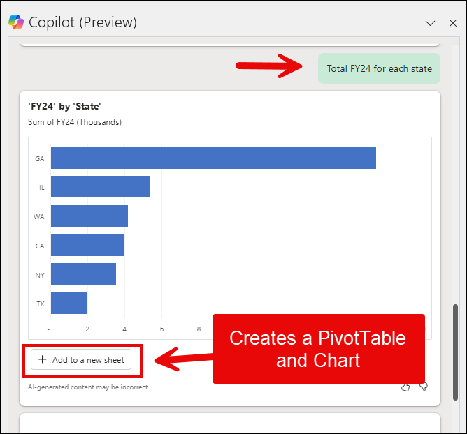 Copilot in Excel - PivotTables and PivotCharts