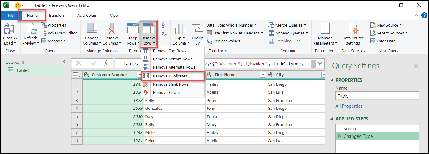 Power Query - Remove Duplicates