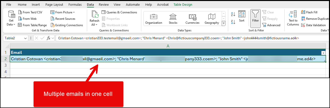 Outlook emails in Excel