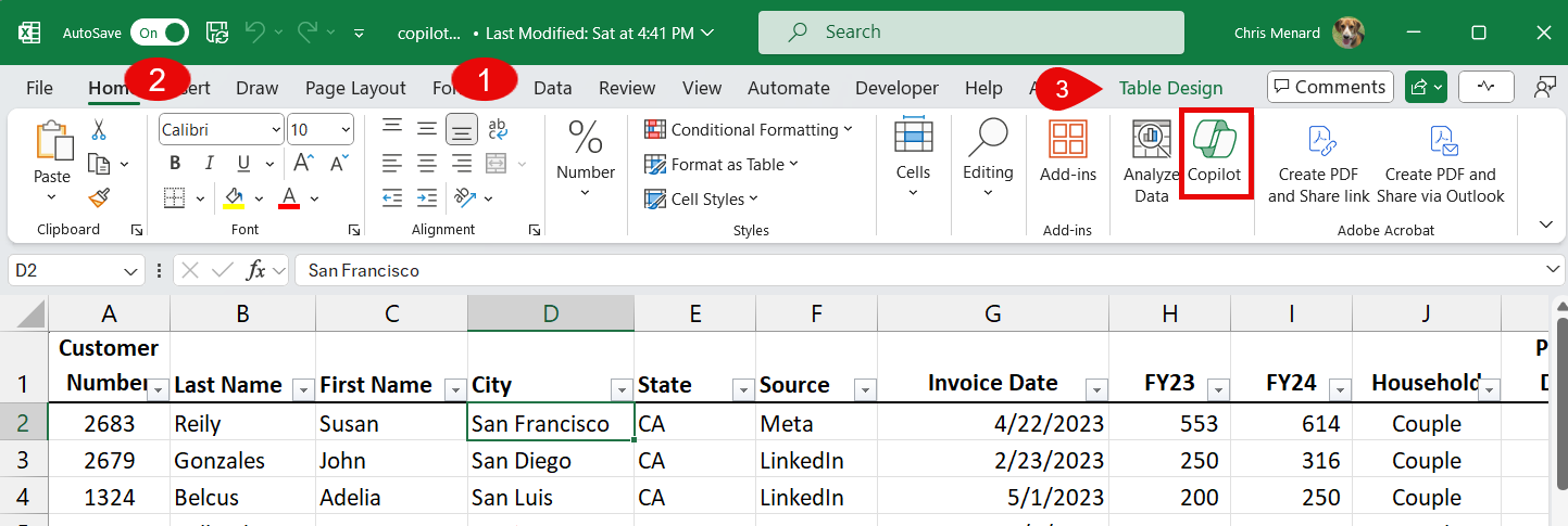 Copilot in Excel - Writing Formulas